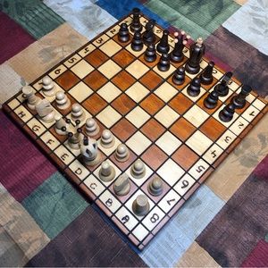 Handmade Portable Wooden Chess Board Set
